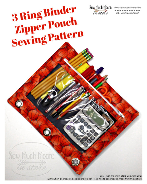 3 Ring Binder Zipper Pouch PDF Pattern
