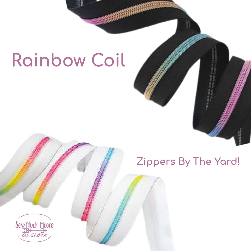  PECMER #5 Rainbow Zipper Tape by The Yard with Pulls-6