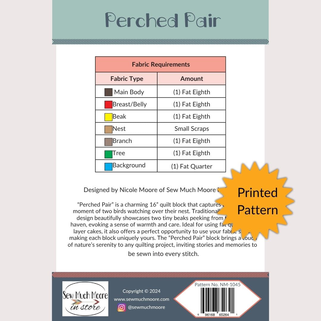 Perched Pair Quilt Block Paper Pattern – Sew Much Moore