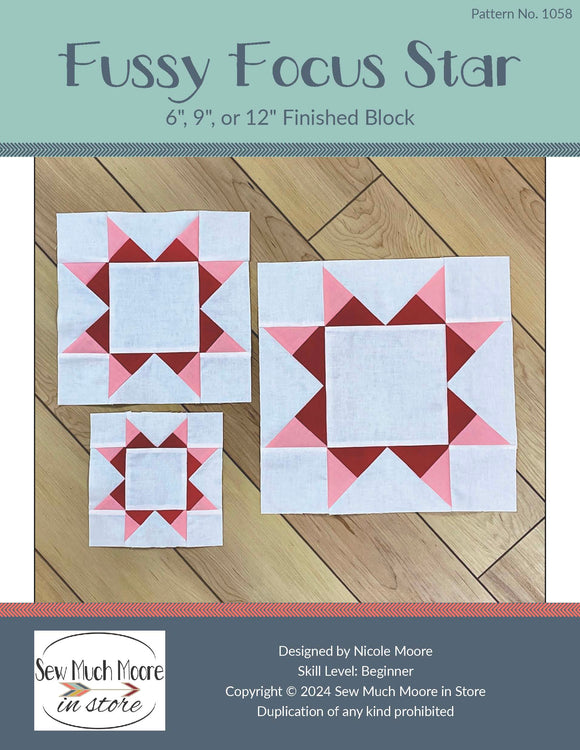 Fussy Focus Star Quilt Block Pattern - PDF