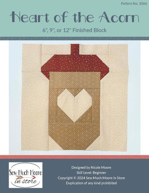 Heart of the Acorn Quilt Block Pattern PDF