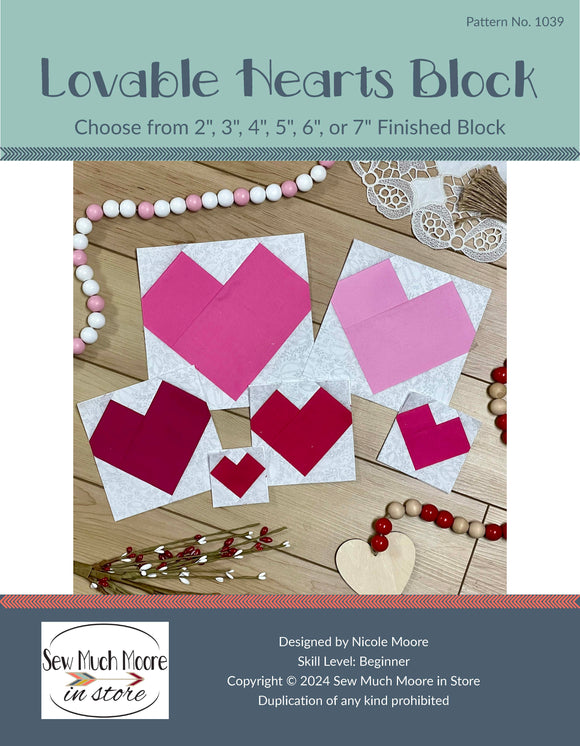 Lovable Hearts Quilt Block Pattern