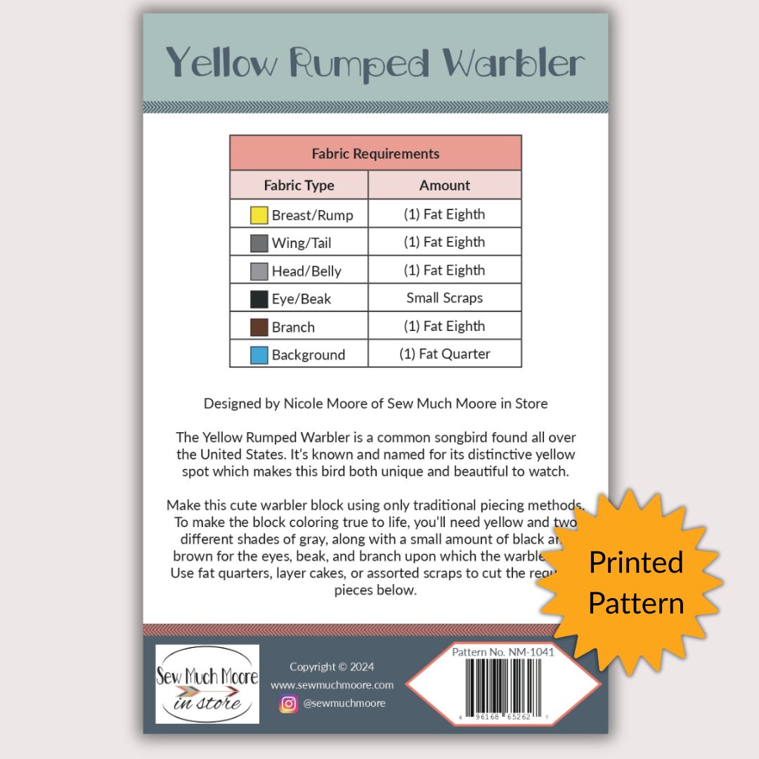 Yellow-Rumped Warbler Block – Sew Much Moore