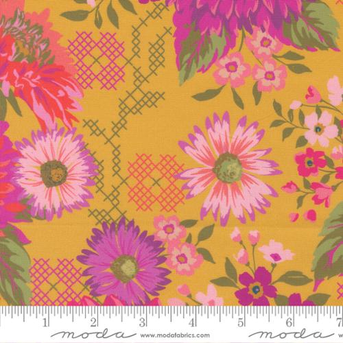 Parlor Happy Blooms Dijon – by Crystal Manning for Moda Fabrics