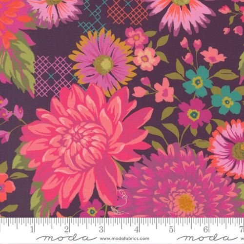Parlor Happy Blooms Plum – by Crystal Manning for Moda Fabrics