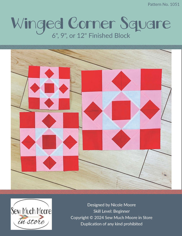 Winged Corner Square Quilt Block Pattern