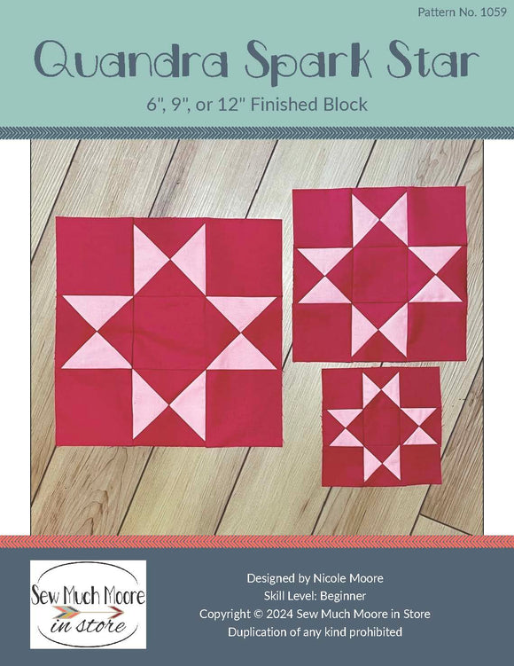 Quandra Spark Star Quilt Block Pattern - PDF