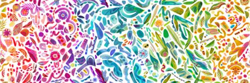 Radiant Rainbow Ombre Watercolor Leaves Flowers