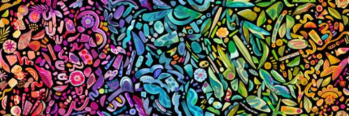 Radiant Midnight Ombre Watercolor Leaves Flowers