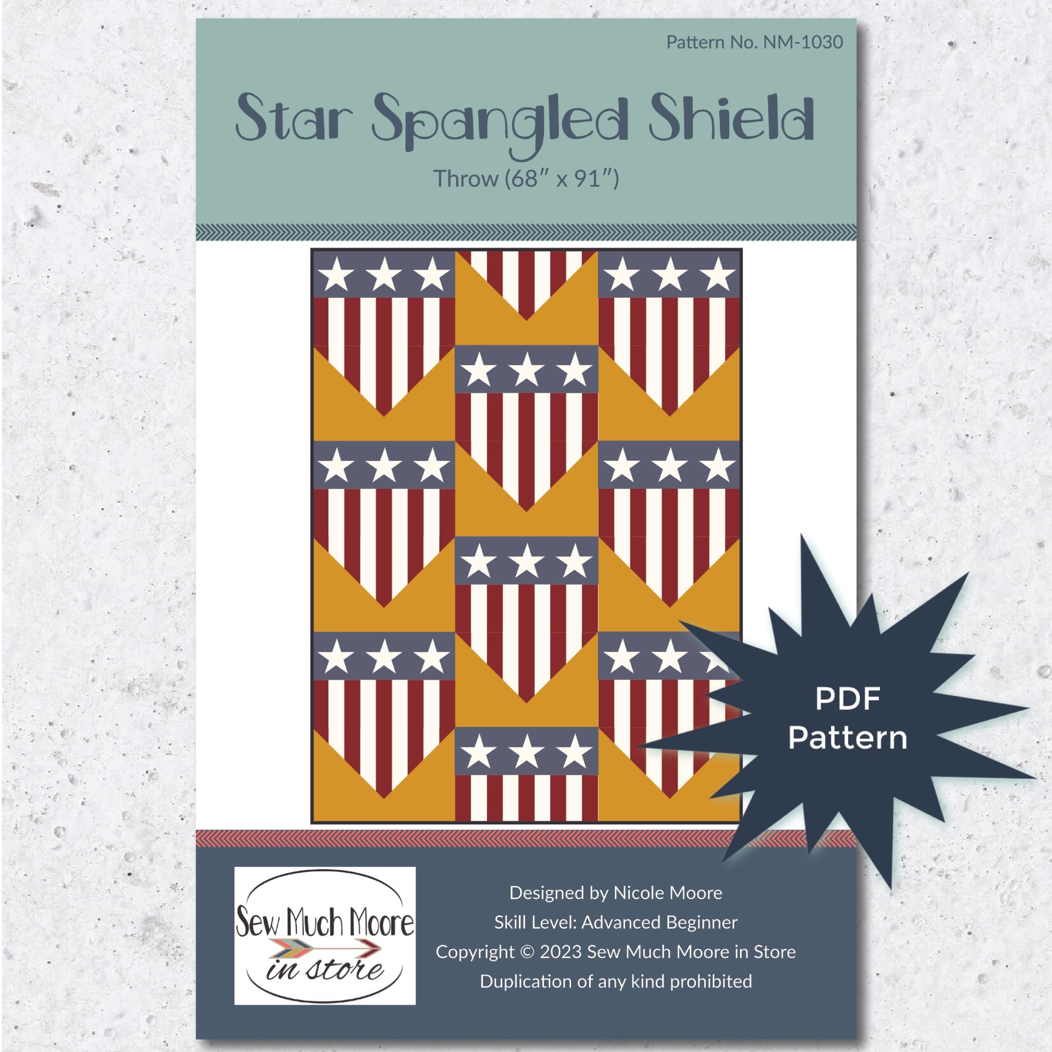 Spangled Pattern Star Spangled Shield Quilt - PDF Pattern – Sew Much Moore