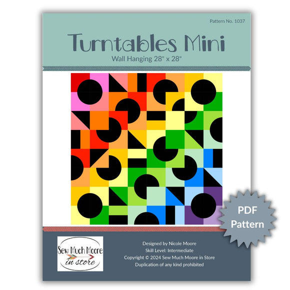 Turntables Mini Wall Hanging - PDF Pattern