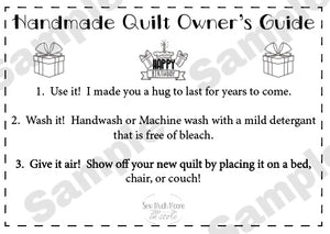 Quilt Care Instructions - Birthday