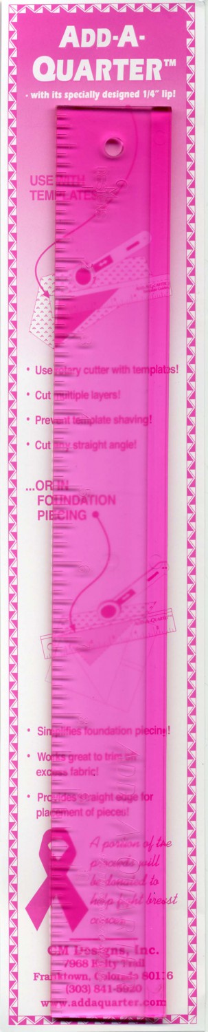 CM Designs Add-A-Quarter Combo Ruler, Pink