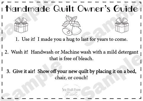 Quilt Care Instructions - Christmas