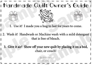 Quilt Care Instructions - Wedding